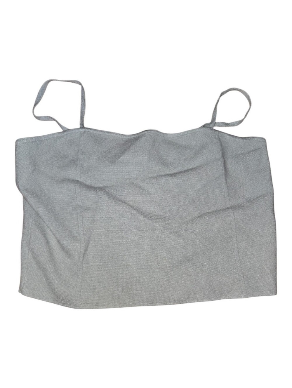Express Light Gray Knit Spaghetti Strap Crop Top Size L
